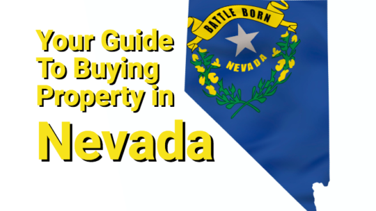 Nevada outline with flag and text