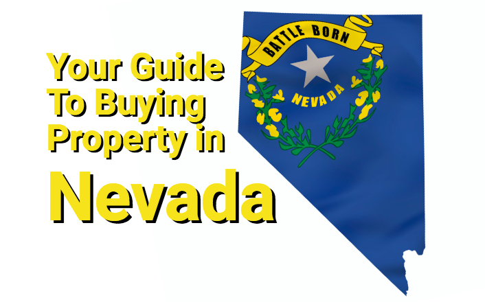 Nevada outline with flag and text