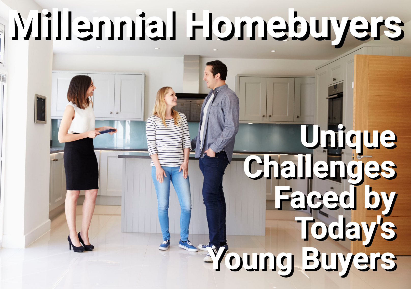 Millennial homebuyers looking at a modern house