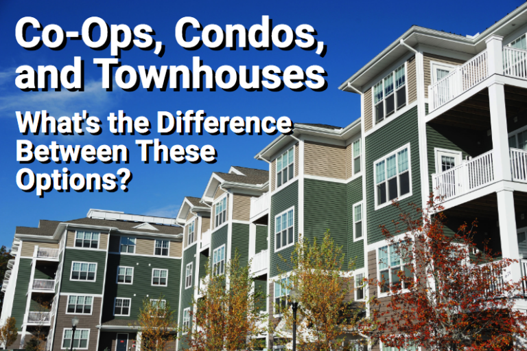 Condo building with overlay text