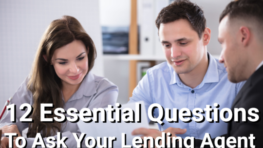 Couple talking with lending agent