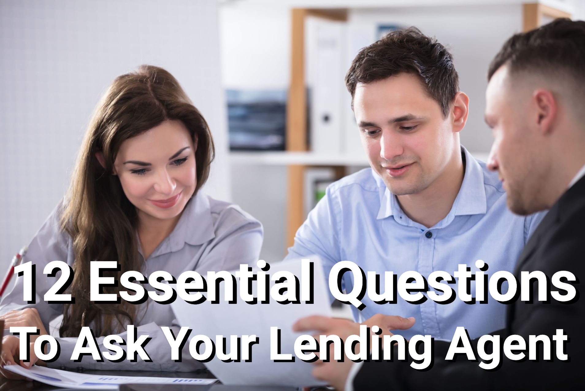 Couple talking with lending agent
