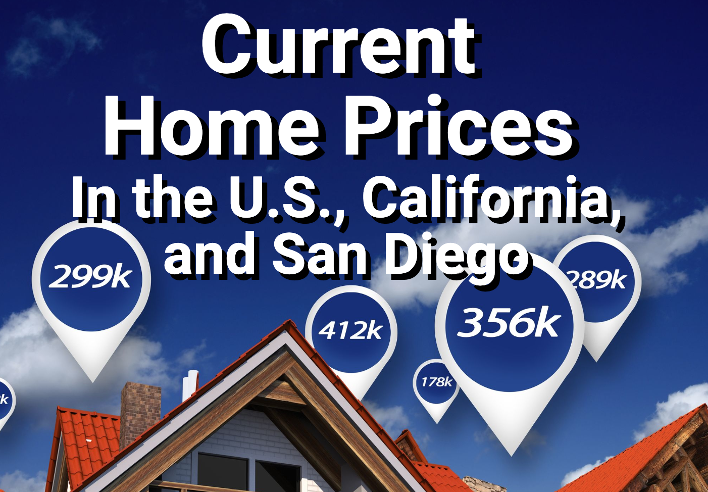 Price pricing concept. Prices above houses