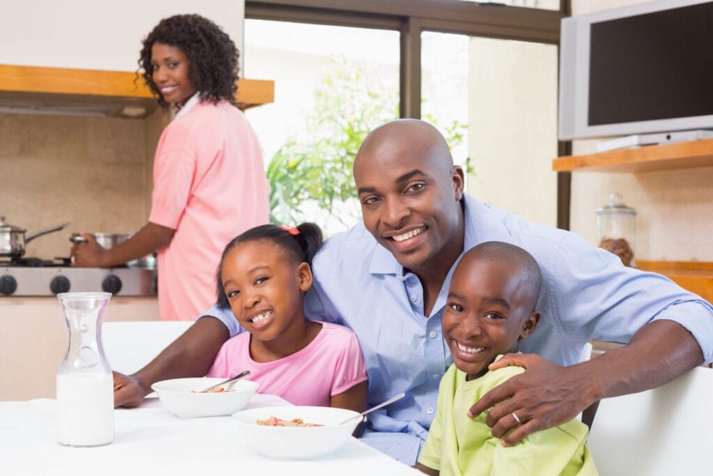 Happy family in kitchen