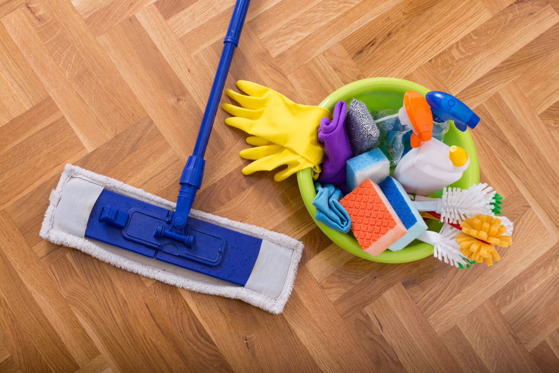 Cleaning supplies to help sanitize a home