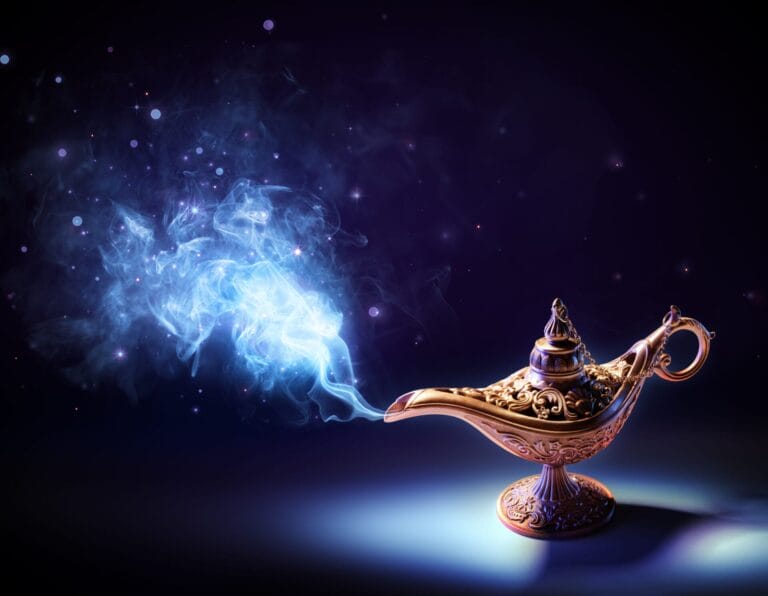 Genie in a lamp concept